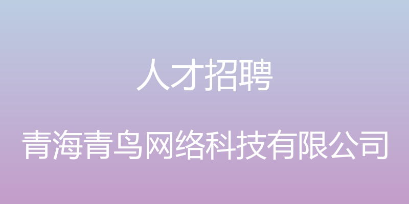 人才招聘 - 青海青鸟网络科技有限公司