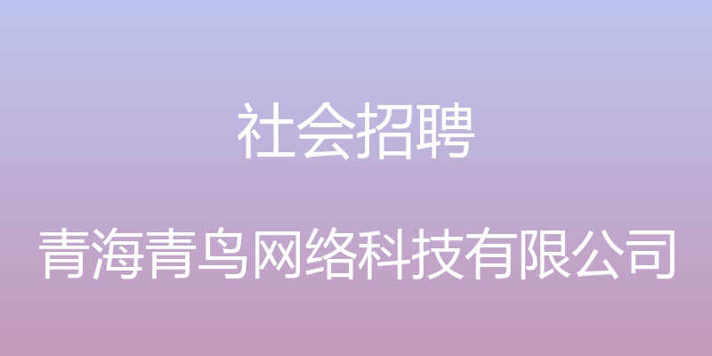 社会招聘 - 青海青鸟网络科技有限公司