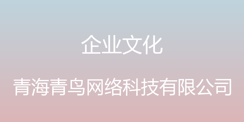 企业文化 - 青海青鸟网络科技有限公司