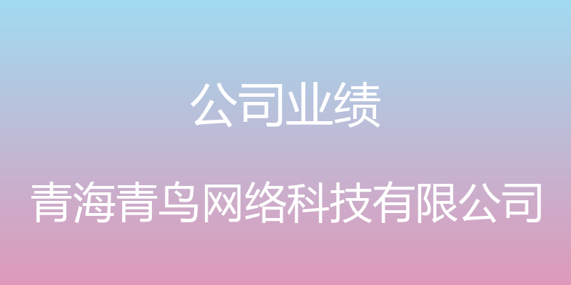 公司业绩 - 青海青鸟网络科技有限公司