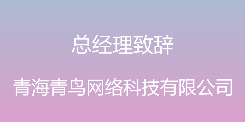 总经理致辞 - 青海青鸟网络科技有限公司